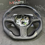 BMW E46 M3 01-06 OHC Carbon fiber Steering Wheel Tri Stitched Manual LED