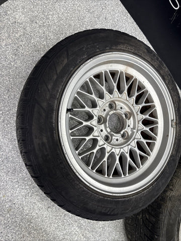 OEM BMW E28 E30 E38 Wheel Rims Tires Set Style 5 Silver 16" ET23 16x8 Square