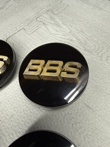 BBS Wheel Center Caps Logos Emblem Black Gold 56.24.120 70mm Set Of 4