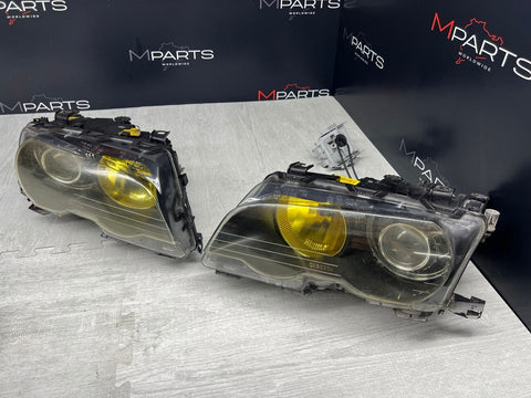 02-06 BMW E46 M3 OEM ORIGINAL Bi Xenon Headlights Yellow High Beam Housings