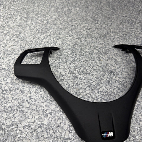 08-13 BMW E90 E92 E93 M3 Steering Wheel Trim Cover Black Leather Wrapped