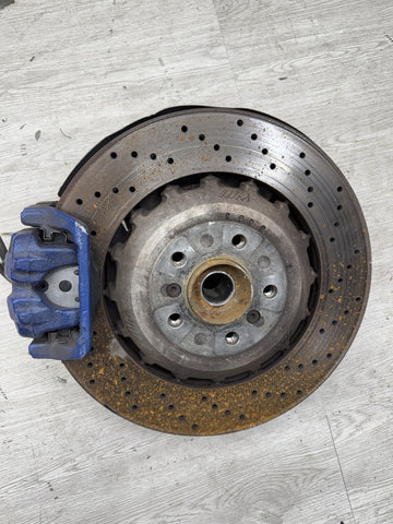 BMW 13-16 F10 M5 REAR RIGHT KNUCKLE HUB SPINDLE + ROTOR + CALIPER 34212284434