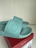 Salvatore Ferragamo Turquoise Blue Groove 17 Pools Slide Sandals Size 10 M