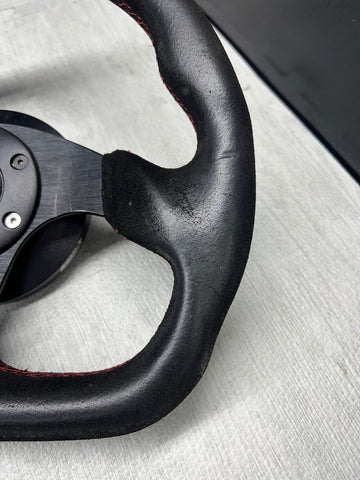 OMP SUPERQUADRO SUEDE RACING STEERING WHEEL FLAT BOTTOM 320MM