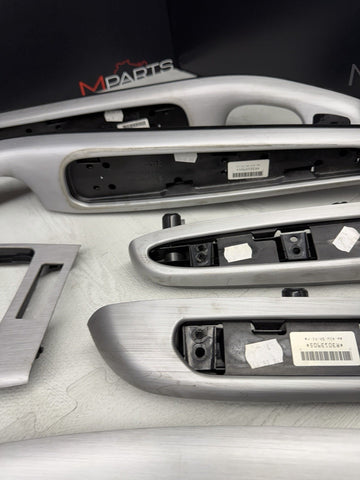 01-06 BMW E46 M3 Coupe Interior Armrests Trim Set Brushed Aluminum *Tab
