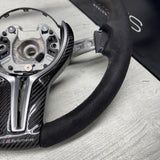 BMW OEM F80 M3 F82 F83 M4 M Performance Alcantara Steering Wheel Blue Stripe