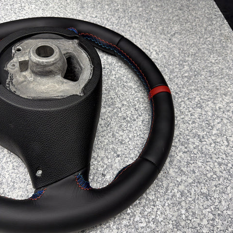 BMW 08-13 E92 M3 Manual Custom Leather Sides Flat Bottom Top Steering Wheel Red