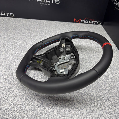 BMW 01-06 E46 M3 SMG Custom Leather Sides Flat Bottom Top Steering Wheel Red