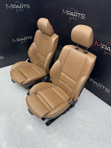 BMW E46 Sedan Wagon Pair Left & Right Front Power Leather Seats Brown M Sport