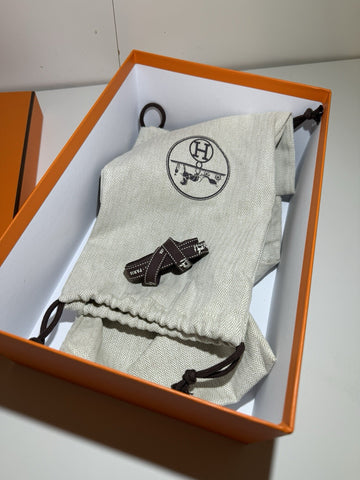 HERMES Oz Mule Size 37 Chevre Velour/Sheepskin Natural/Ecru