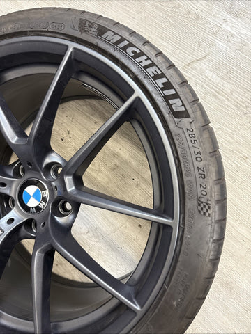 OEM BMW 15-20 F80 F82 F83 M3 M4 CS Wheel Rim 20x10 Rear Orbit Grey + Michelin 4S