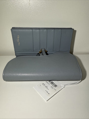NEW Christian Dior Saddle Flap Card Wallet/Holder Goatskin Cloud Blue