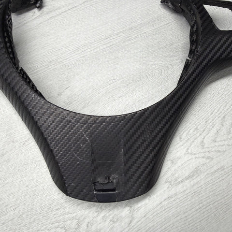 08-13 BMW E90 E92 E93 M3 Lower Steering Wheel Trim Cover Plate Black Wrapped