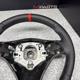 BMW 08-13 E92 M3 DCT Custom Leather Sides Flat Bottom Top Steering Wheel Red
