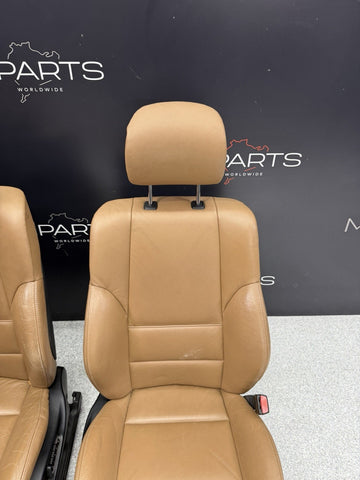 BMW E46 Sedan Wagon Pair Left & Right Front Power Leather Seats Brown M Sport