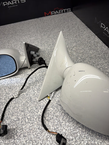 01-06 BMW E46 M3 Side View Door Mirrors Pair Alpine White *Notes*