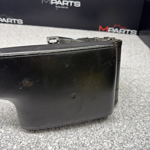 01-06 BMW E46 M3 Center Console Armrest Arm Rest Black Leather *Crease*