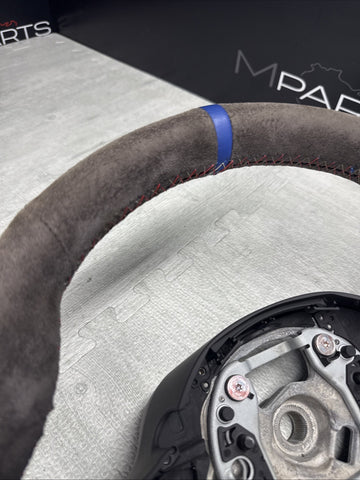 20-24 OEM BMW F97 F98 X3M Heated Steering Wheel Rewrapped Faded Suede