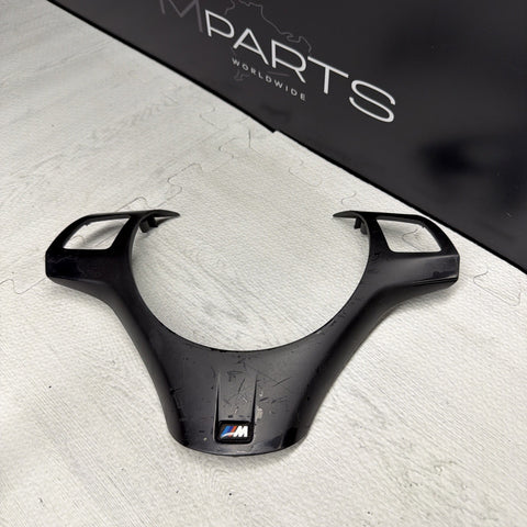 08-13 BMW E90 E92 E93 M3 Lower Steering Wheel Trim Cover Plate Black