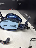 01-06 BMW E46 M3 Side View Door Mirrors Pair Topaz Blue Painted *Notes*