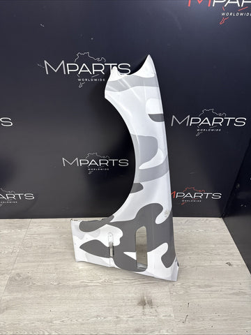 01-06 BMW E46 M3 Driver Left Fender Alpine White Camouflage Wrap