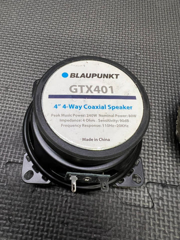 BLAUPUNKT GTX401 4” 4 Way 80W 4 Ohm 90db Coaxial Speakers Pair + Grilles