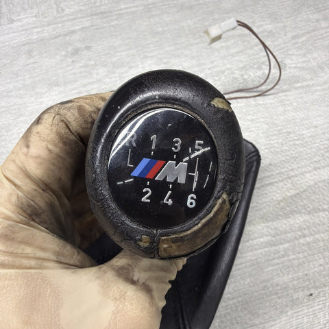 BMW 01-06 E46 M3 6 SPEED SHIFT KNOB OEM Illuminated *Worn Leather*