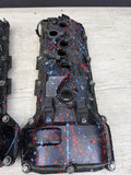 08-13 BMW E90 E92 E93 M3 S65 V8 Valve Covers Pair Paint Splatter 7838268 7838267