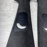 00-03 BMW E39 M5 B-Pillar Column Interior Upper Cover Pair Alcantara Black OEM