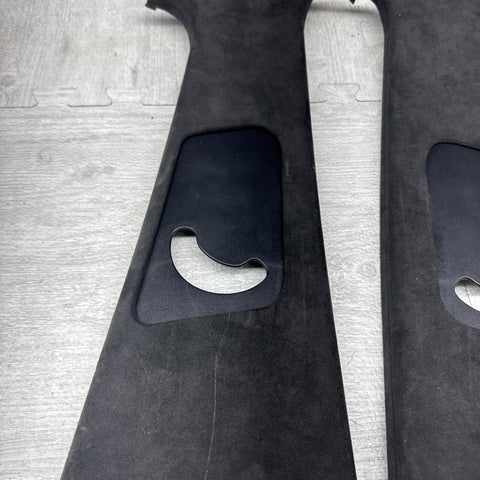 00-03 BMW E39 M5 B-Pillar Column Interior Upper Cover Pair Alcantara Black OEM