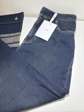 NEW Christian Dior Cotton Denim Flare Pants Blue Size 38