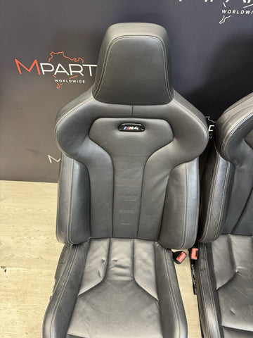 OEM BMW F82 M4 Front Driver Passenger Sport Seats Leather Merino Black *Notes*