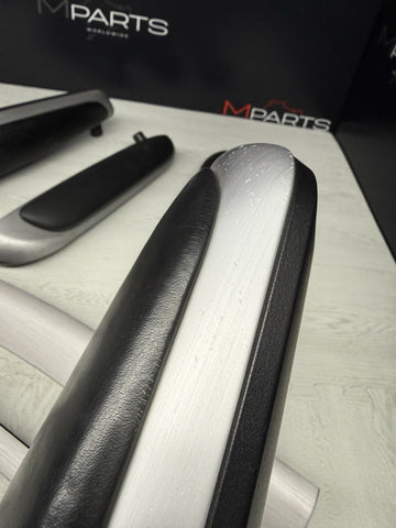01-06 BMW E46 M3 Coupe Interior Armrests Trim Set Brushed Aluminum *Tab