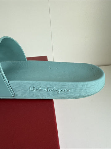 Salvatore Ferragamo Turquoise Blue Groove 17 Pools Slide Sandals Size 10 M