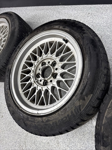 OEM BMW E28 E30 E38 Wheel Rims Tires Set Style 5 Silver 16" ET23 16x8 Square