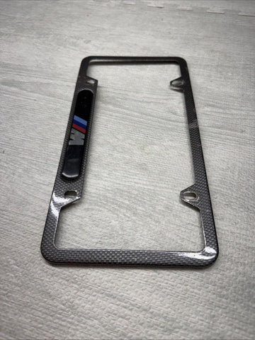 M GENUINE BMW OEM LICENSE PLATE FRAME BRACKET MOUNT HOLDER REAL CARBON STYLE