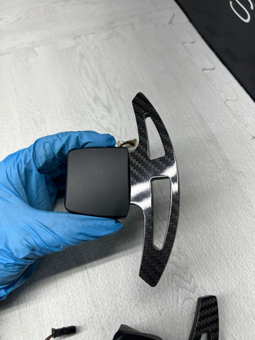 08-14 BMW E90 E92 E93 M3 X5M X6M DCT Steering Wheel Paddle Shifters Carbon Fiber