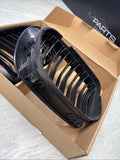 NEW BMW 01-06 E46 M3 Front Kidney Grilles Matte Black Set Double Slotted