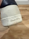 FERRAGAMO ACHILLE 1 WHITE BLUE LEATHER LOGO SNEAKERS ITALY 9.5 US 10.5