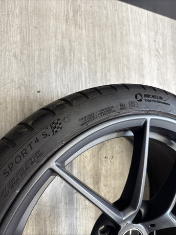 OEM BMW 15-20 F80 F82 F83 M3 M4 CS Wheel Rim 20x10 Rear Orbit Grey + Michelin 4S