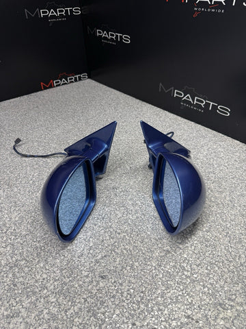 95-99 BMW E36 M3 Coupe Side Door Mirrors Pair OEM Estoril Blue