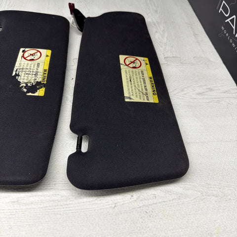 01-06 BMW E46 M3 Coupe Right Left Sun Visors Shade Mirror Black OEM *Peel*