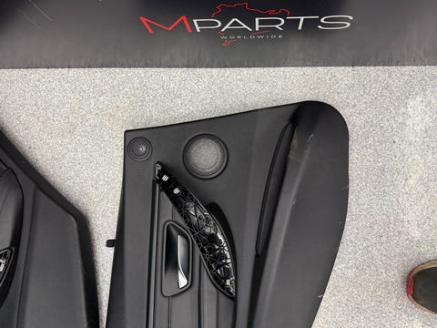 15-18 BMW F80 M3 Sedan Front Rear Door Card Panels Leather Black Set OEM *notes*