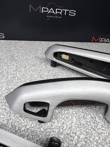 01-06 BMW E46 M3 Brushed Aluminum/Black Door Trim Armrests Front Rear Coupe