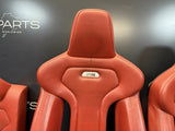 OEM BMW 15-20 F82 M4 Competition Seats & Panels Leather Red / Sakhir Orange