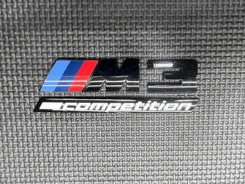 21-24 BMW F80 G80 M3 Competition Rear Trunk Gloss Black Emblem Badge Logo OEM