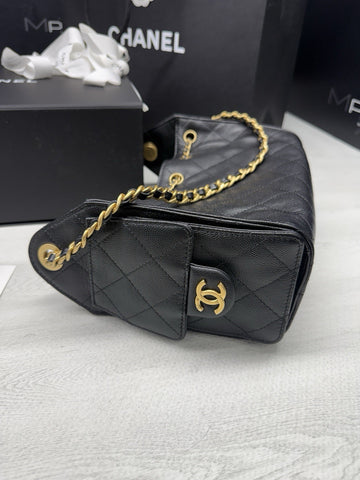 NEW CHANEL Mini 25 Hobo Bag Black Quilted Gold Chain  Women's Shoulder Strap