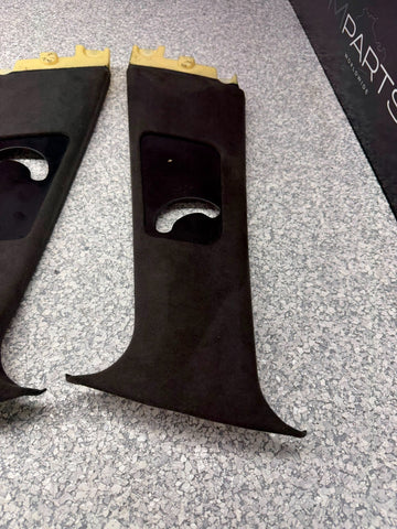 99-03 BMW E39 M5 B-Pillar Column Interior Upper Cover Pair Alcantara OEM
