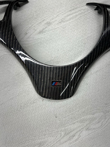 08-13 BMW E90 E92 E93 M3 Lower Steering Wheel Trim Cover Plate Carbon Fiber
