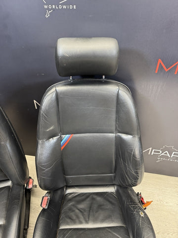 91-99 BMW E36 M3 SPORT SEDAN FRONT MANUAL BLACK LEATHER SEAT PAIR OEM *Notes*